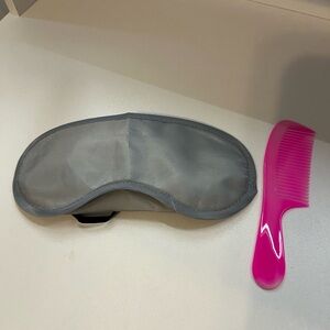 Gray Satin Sleep Mask and Pink Comb Set